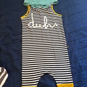 Rags to Raches Black and White Striped Kids One Piece